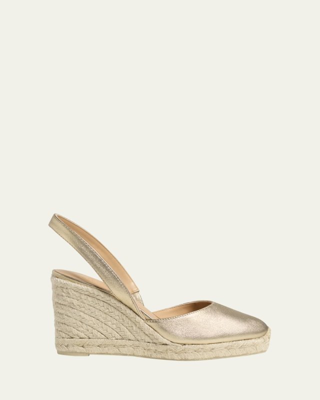 Carissa Metallic Leather Wedge Espadrilles